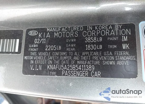 2011 Kia Forte Ex z USA, uszkodzony, nr VIN KNAFU5A25B5411389